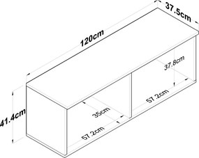 Ντουλάπι Τοίχου Καρυδί / Λευκό CRUBRA 120x37.5x41.4