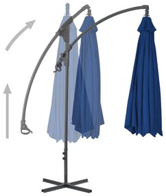 Ομπρέλα Κρεμαστή Αζούρ Μπλε 300 εκ. με Ατσάλινο Ιστό - Μπλε