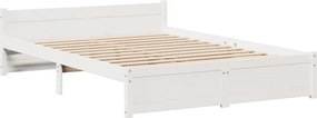 vidaXL Πλαίσιο Κρεβατιού Κεφαλάρι Λευκό 150x200εκ Μασίφ Πεύκο