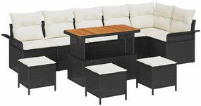 vidaXL Σετ Καναπέ Κήπου 10 pcs Μαύρο συνθετικό ρατάν