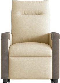 vidaXL Πολυθρόνα Ηλεκ. Ανακλινόμενη με Ανύψωση Κρεμ Υφασμάτινη