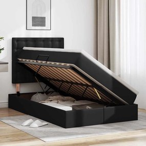 vidaXL Κρεβάτι Αποθήκης με στρώμα Μαύρο 120 x 200 cm Τεχνητό Δέρμα