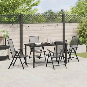 vidaXL Σέτ φαγητού για κήπο Πτυσσόμενος 5 pcs Ανθρακί Ατσάλι