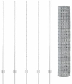 vidaXL Φράχτης με Στήλες. Ασημί 1.6 x 10 m Ατσάλι
