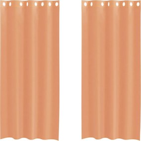 vidaXL Voile κουρτίνες με ροδέλες 2 τεμάχια Τερακότα