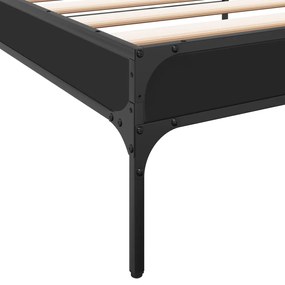 vidaXL Πλαίσιο Κρεβατιού Μαύρο 75x190 εκ. Επεξεργασμένο Ξύλο &amp; Μέταλλο