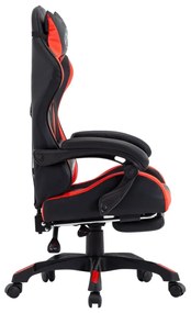 Καρέκλα Racing με Υποπόδιο Κόκκινη/Μαύρη από Συνθετικό Δέρμα - Κόκκινο