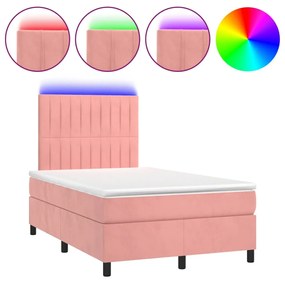 ΚΡΕΒΑΤΙ BOXSPRING ΜΕ ΣΤΡΩΜΑ &amp; LED ΡΟΖ 120X190 ΕΚ. ΒΕΛΟΥΔΙΝΟ 3270328