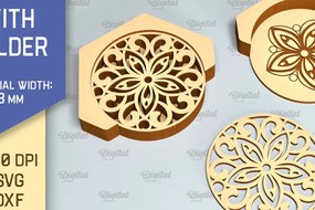 Σετ των 2 Intra απο ξύλο plywood 3mm-4mm πάχος - Σουβέρ με θήκη Laser Cut Δίασταση 30x20 cm INTRAFABR-90522746