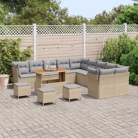vidaXL Σετ Καναπέ Κήπου 14 pcs Μπεζ συνθετικό ρατάν