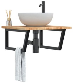 Ράφι Νιπτήρα Τοίχου από Ατσάλι / Μασίφ Ξύλο Δρυός