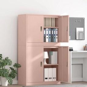 vidaXL Ντουλάπι αποθήκευσης 2 τμχ. Ροζ 90 x 40 x 160 εκ Ατσάλι