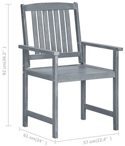 vidaXL Καρέκλες Κήπου 8 τεμ. Γκρι από Μασίφ Ξύλο Ακακίας με Μαξιλάρια