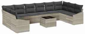 vidaXL Σέτ φαγητού για κήπο με μαξιλάρι 11 pcs Ανοιχτό γκρι