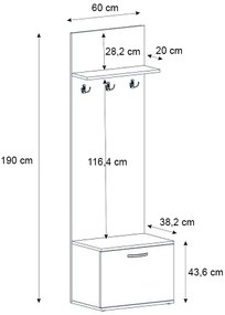 Έπιπλο εισόδου Track Megapap χρώμα καρυδί 60x38,2x190εκ.