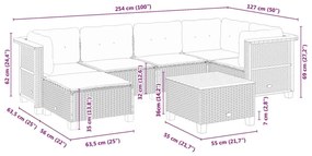 Καναπές Σετ 7 Τεμαχίων Μαύρο Συνθετικό Ρατάν με Μαξιλάρια - Μαύρο