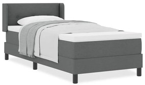 vidaXL Κρεβάτι Box Spring με Ματ σε Σκούρο Γκρι 90x190 εκ