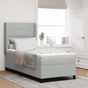 vidaXL Κρεβάτι Box Spring με Ματράκι Γκρίζο Ανοιχτό 80x200 εκ. Βελούδινο