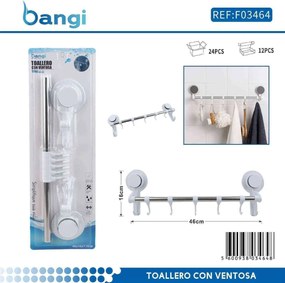 Κρεμάστρα πετσέτας μπάνιου ράγα με βεντούζες - 46cm - 03464