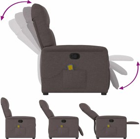 vidaXL Πολυθρόνα Μασάζ Ανακλινόμενη Σκούρο Καφέ Υφασμάτινη