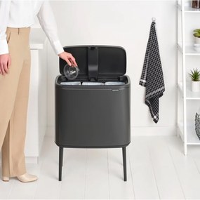 Κάδος Brabantia Bo Touch 1008857, 3x11 l, Ομαλό και αθόρυβο άνοιγμα, Μεγάλο άνοιγμα, Σκούρο γκρι