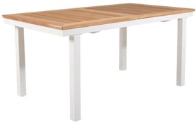 Τραπέζι εξωτερικού χώρου Dallas 809, Ξύλο, 75x90cm, 38 kg, Άσπρο, Ανοιχτό χρώμα ξύλου, Μέταλλο, Ξύλο: Ξύλο Teak | Epipla1.gr
