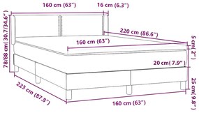 Box Spring κρεβάτι με στρώμα ροζ 160x220 cm Βελούδινο - Ροζ