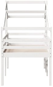 vidaXL Κρεβάτι Υπερυψωμένο με Οροφή Λευκό 90x190 εκ. Μασίφ Ξύλο Πεύκου