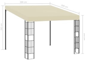 vidaXL Κιόσκι Επιτοίχιο 3 x 3 μ. Κρεμ Υφασμάτινο