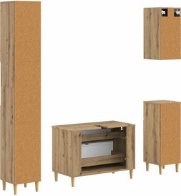 vidaXL Σετ Ντουλαπιών Μπάνιου 4 Τεμαχίων ARNHEM Artisan Δρυς