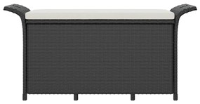 vidaXL Παγκάκι Κήπου με Μαξιλάρι Μαύρο 116x46x57 εκ. από Συνθ. Ρατάν