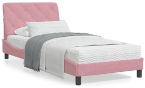 Πλαίσιο Κρεβατιού με LED Ροζ 90x190 εκ. Βελούδινο - Ροζ