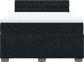 vidaXL Κρεβάτι Boxspring με Στρώμα Μαύρο 140x200 εκ. Βελούδινο