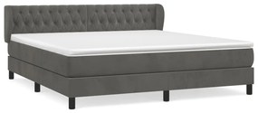 vidaXL Κρεβάτι Boxspring με Στρώμα Σκούρο Γκρι 180x200 εκ. Βελούδινο