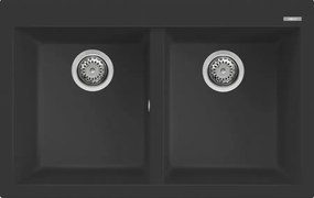 Elleci Quadra 350 - Νεροχύτης Κουζίνας Γρανίτη 79x50 - Nero Metal