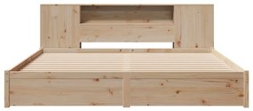 vidaXL Κρεβάτι Βιβλιοθήκη Χωρίς Στρώμα 200x200 εκ Μασίφ Ξύλο Πεύκου