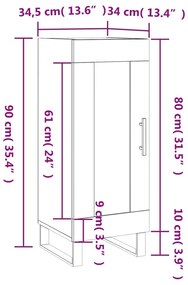 Ντουλάπι Γκρι Sonoma 34,5x34x90 εκ. από Επεξεργασμένο Ξύλο - Γκρι