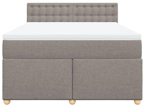 vidaXL Κρεβάτι Boxspring με Στρώμα Taupe 140x190 εκ. Υφασμάτινο