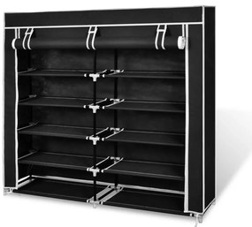 Παπουτσοθήκη με Κάλυμμα Μαύρη 115 x 28 x 110 εκ. Υφασμάτινη