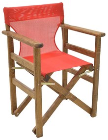 Καρέκλα-πολυθρόνα σκηνοθέτη Retto pakoworld μασίφ ξύλο οξιάς καρυδί-πανί κόκκινο