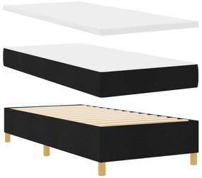 vidaXL Κρεβάτι Box Spring με Στρώμα & LED Μαύρο 80x200 εκ Υφασμάτινο
