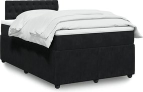 vidaXL Κρεβάτι Boxspring με Στρώμα Μαύρο 120x190 εκ. Βελούδινο