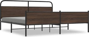 vidaXL Σκελετός Κρεβ. Χωρίς Στρώμα Καφέ Δρυς 193x203 εκ. Μεταλλικό