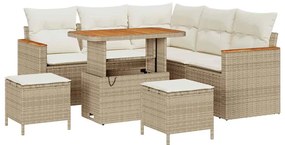 vidaXL Σετ Καναπέ Κήπου με μαξιλάρι 8 pcs Μπεζ Πολυ ράταν