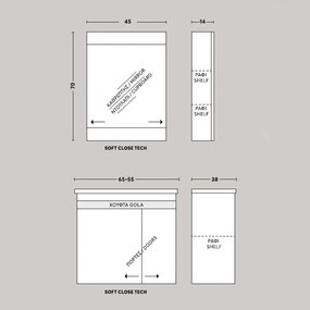 One Project Play 65x38  MDF - Πάγκος με Νιπτήρα &amp; Καθρέπτη