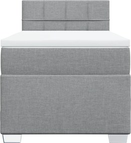 vidaXL Κρεβάτι Boxspring με Στρώμα Ανοιχτό Γκρι 90x190 εκ. Υφασμάτινο