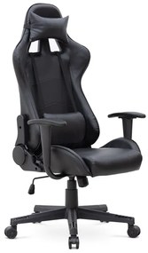 Καρέκλα γραφείου Gaming Alonso Megapap από τεχνόδερμα χρώμα μαύρο 67x70x125/135 εκ. - 0223119