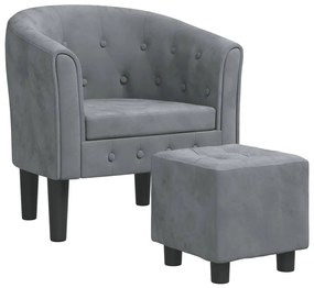 vidaXL Πολυθρόνα Μπάρελ με Υποπόδιο Σκούρο Γκρι Βελούδινη