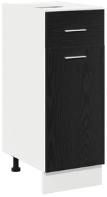 vidaXL Μαύρος Δρύινος Κάτω Ντουλάπι με Συρτάρι - 30x46x81,5 εκ