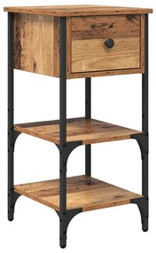 vidaXL Κομοδίνο με συρτάρι Παλαιό ξύλο 34 x 36 x 70 εκ